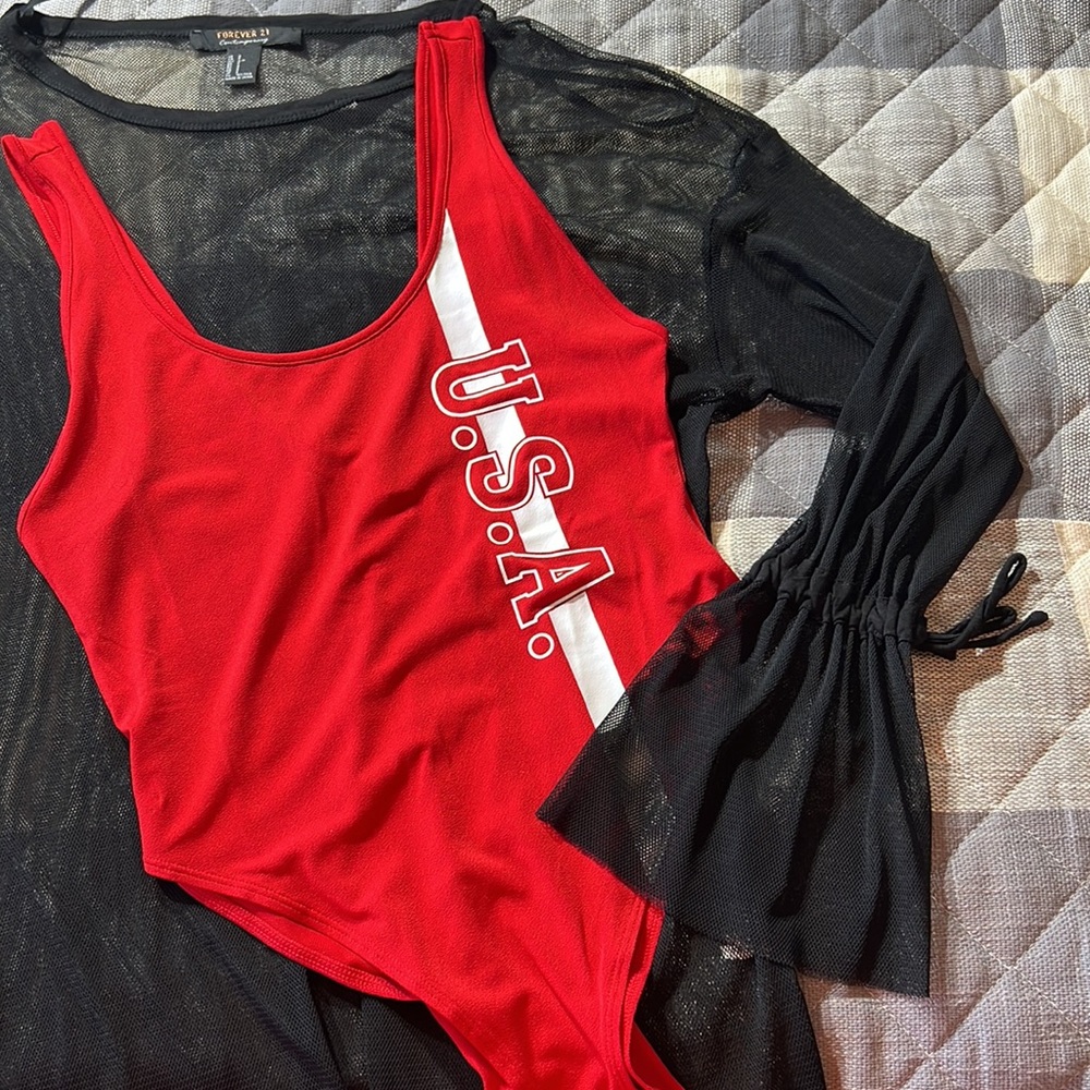 BUNDLE | Mesh Top with USA Bodysuit